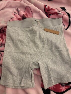 SKIMS Light Gray Ribbed High-Waist Shaping Shorts